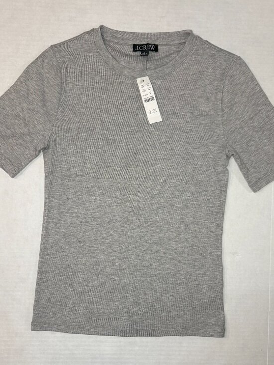 J. Crew Tops - NWT J. Crew Refined Rib Elbow-Sleeve T-Shirt Heather Gray Silver Size S C1023